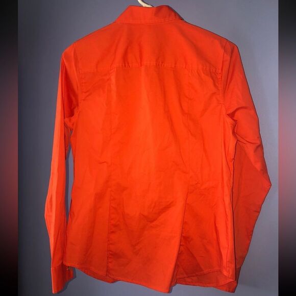 Michael Kors Long Sleeve Collared Full Zip Top Orange Medium - Picture 2 of 7